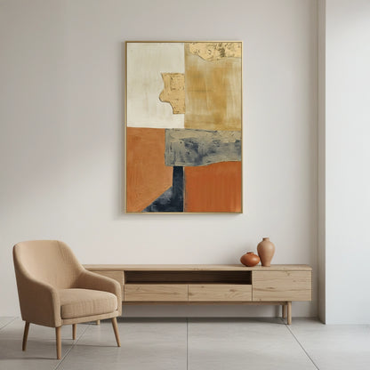 Textured Ochre Geometric Painting #TOGE220