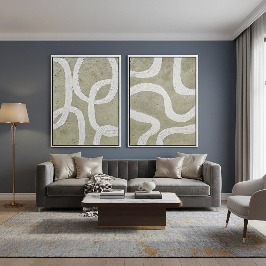 2Textured Olive Loop Painting Set of 2 #TOLP2200