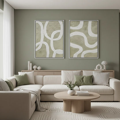 Textured Olive Loop Painting Set of 2 #TOLP2200