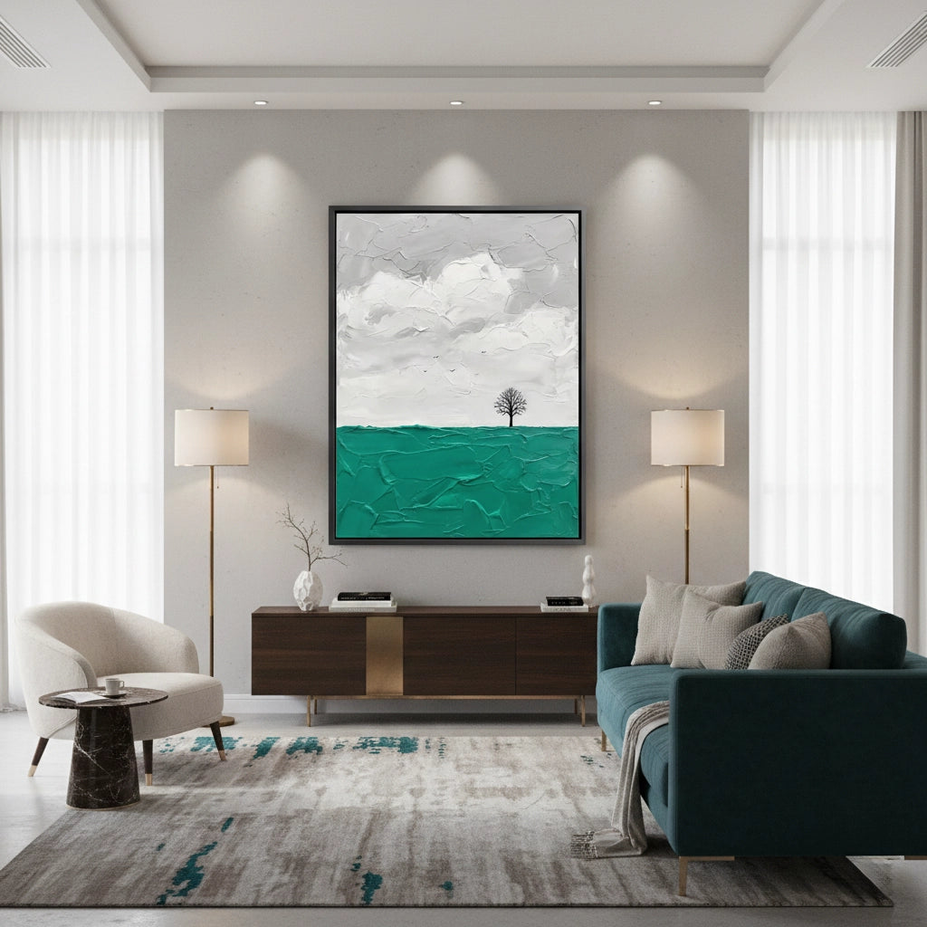 2Textured Teal Meadow Painting #TTME220