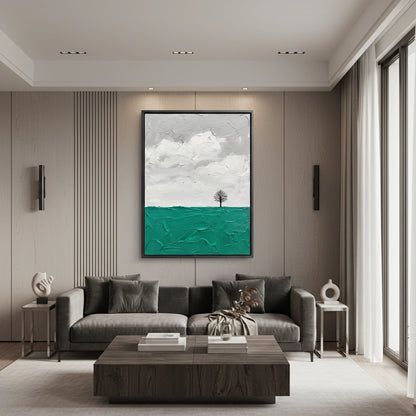 Textured Teal Meadow Painting #TTME220