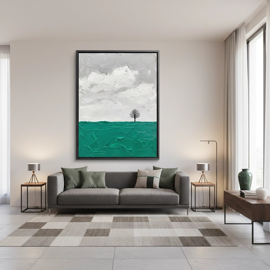 2Textured Teal Meadow Painting #TTME220
