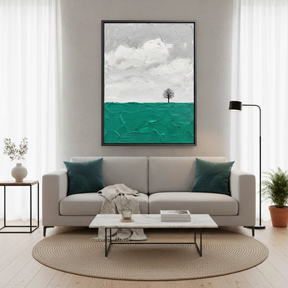 Textured Teal Meadow Painting #TTME220