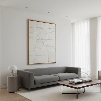 Textured White Geometric Painting #TWGE110