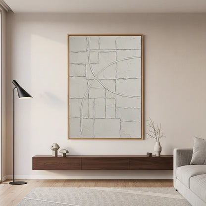 Textured White Geometric Painting #TWGE110