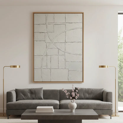Textured White Geometric Painting #TWGE110