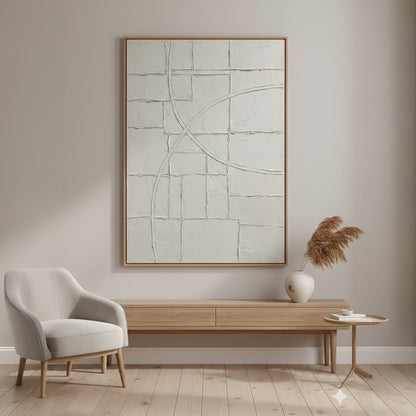 Textured White Geometric Painting #TWGE110