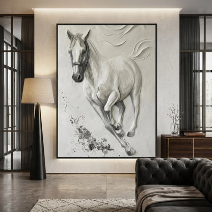 Abstract stallion wall decor in neutral shades with textured finish, suited for sophisticated UAE living spaces