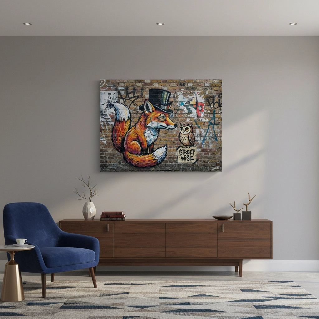 The Dapper Fox and Owl - Canvas