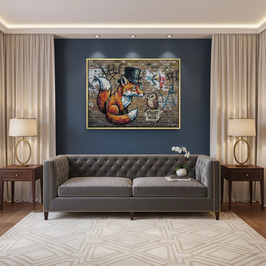 The Dapper Fox and Owl - Canvas