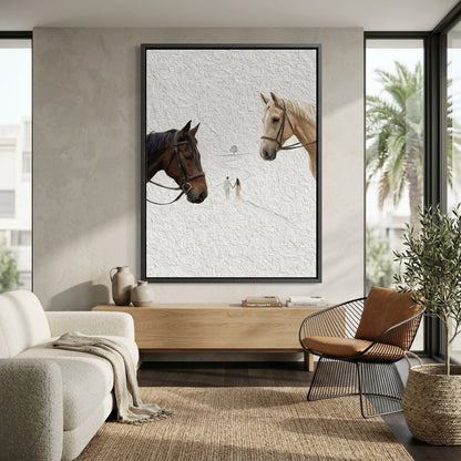 Bronze-finish 'The Journey Together' horse sculpture featuring two intertwined stallions, a sophisticated artisanal accessory for a high-end DIFC Dubai office.