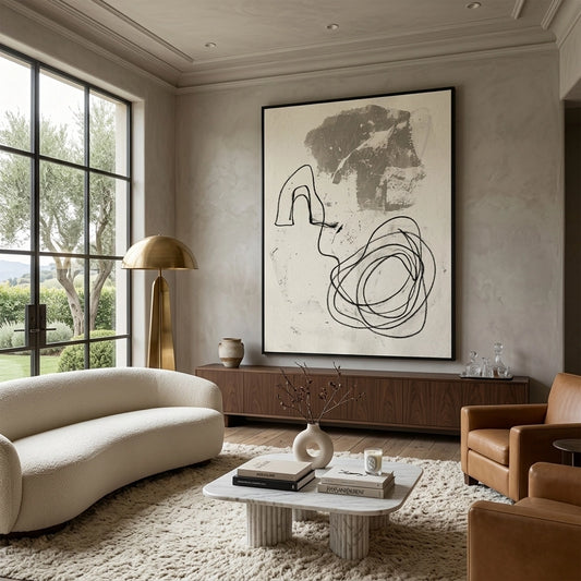 Minimalist Unwinding artwork featuring soft curves and modern design for luxury UAE interiors