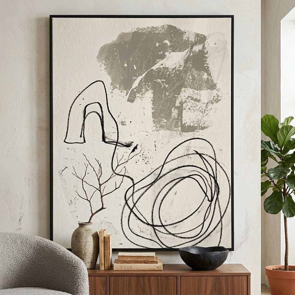Elegant abstract Unwinding wall décor with soft beige and earthy tones for stylish interiors