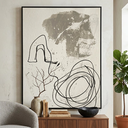 Elegant abstract Unwinding wall décor with soft beige and earthy tones for stylish interiors