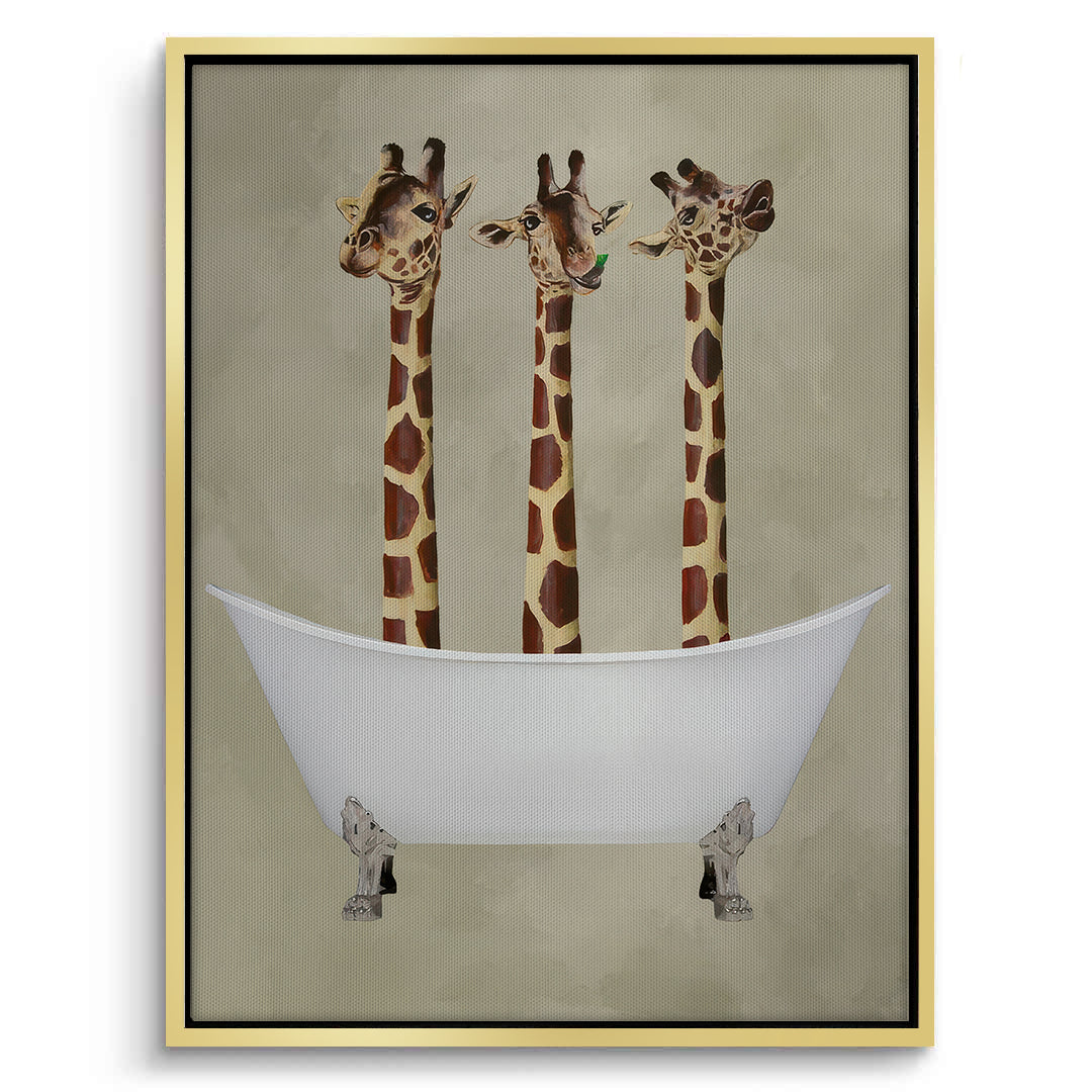 2Three Giraffes Bathing - Canvas