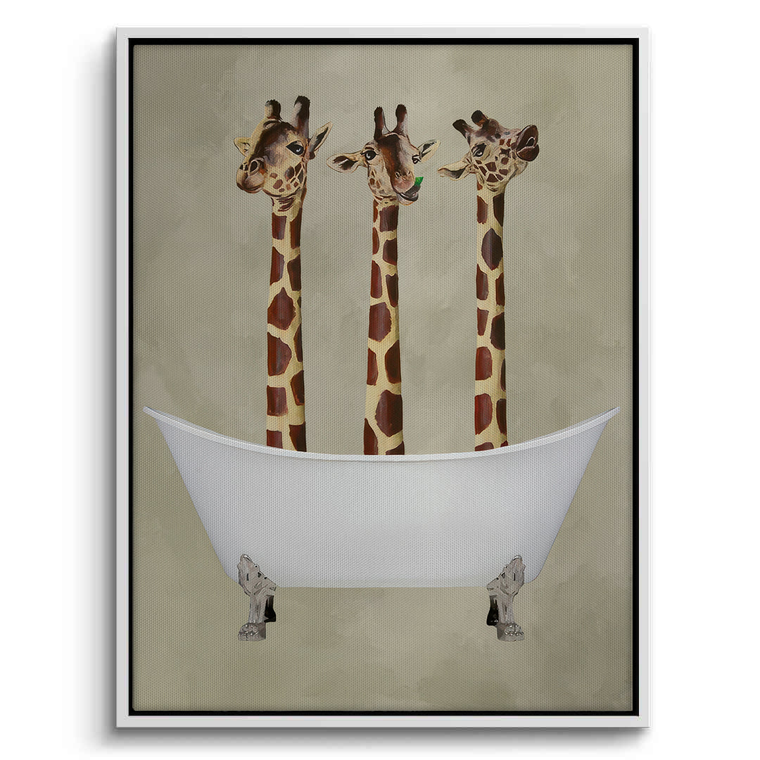 2Three Giraffes Bathing - Canvas