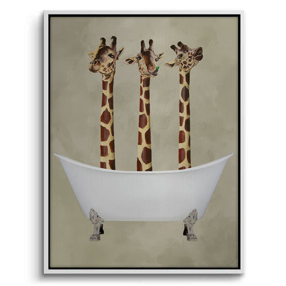 Three Giraffes Bathing - Canvas