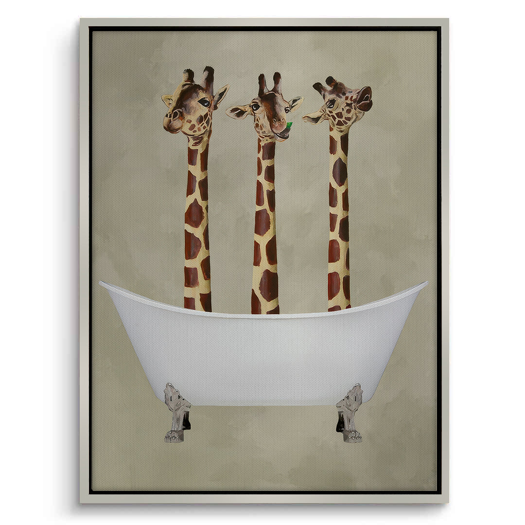 2Three Giraffes Bathing - Canvas