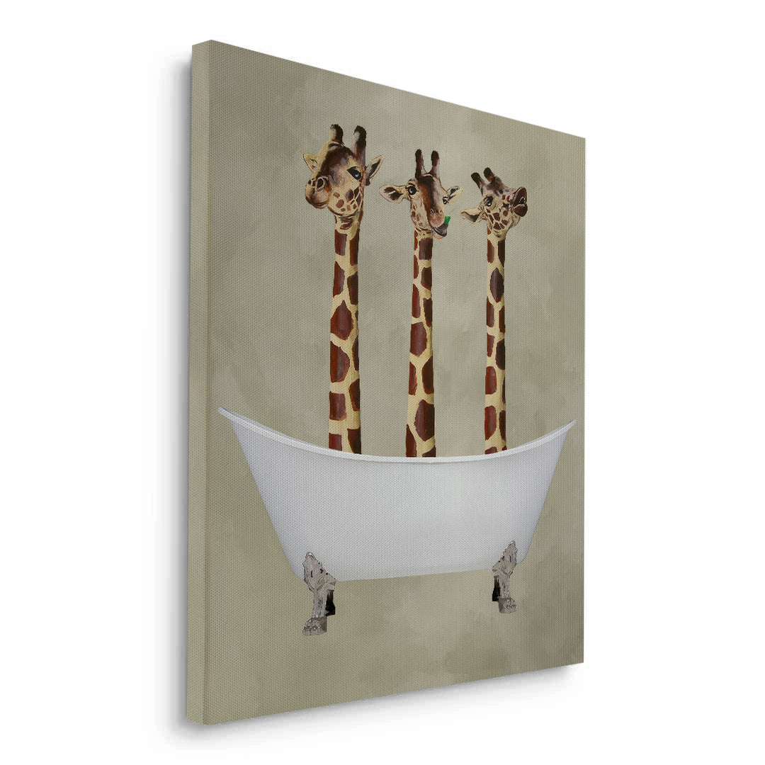 2Three Giraffes Bathing - Canvas