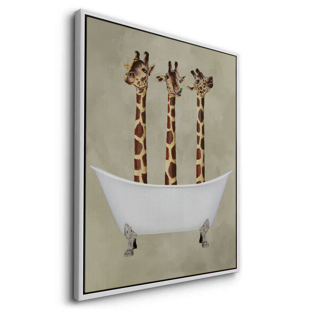 2Three Giraffes Bathing - Canvas