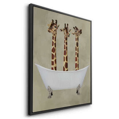 Three Giraffes Bathing - Canvas