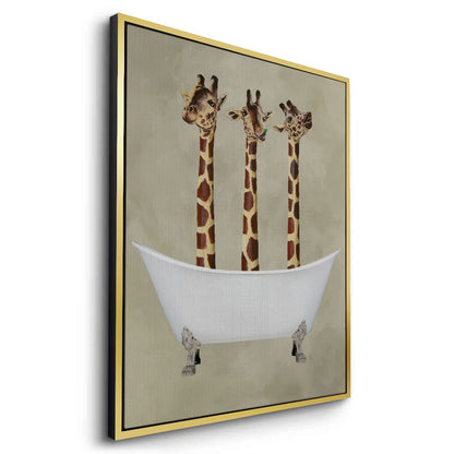 Three Giraffes Bathing - Canvas
