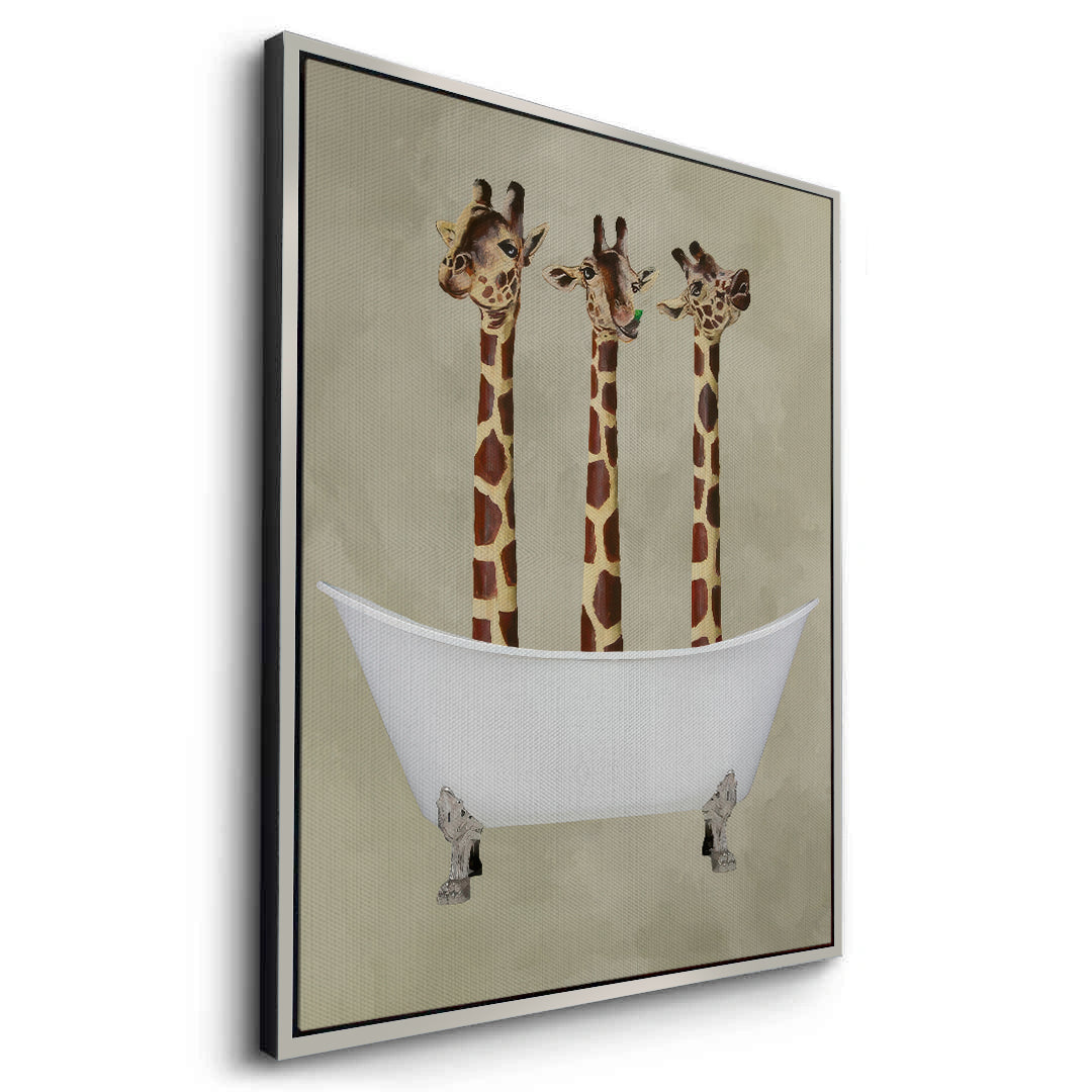 2Three Giraffes Bathing - Canvas