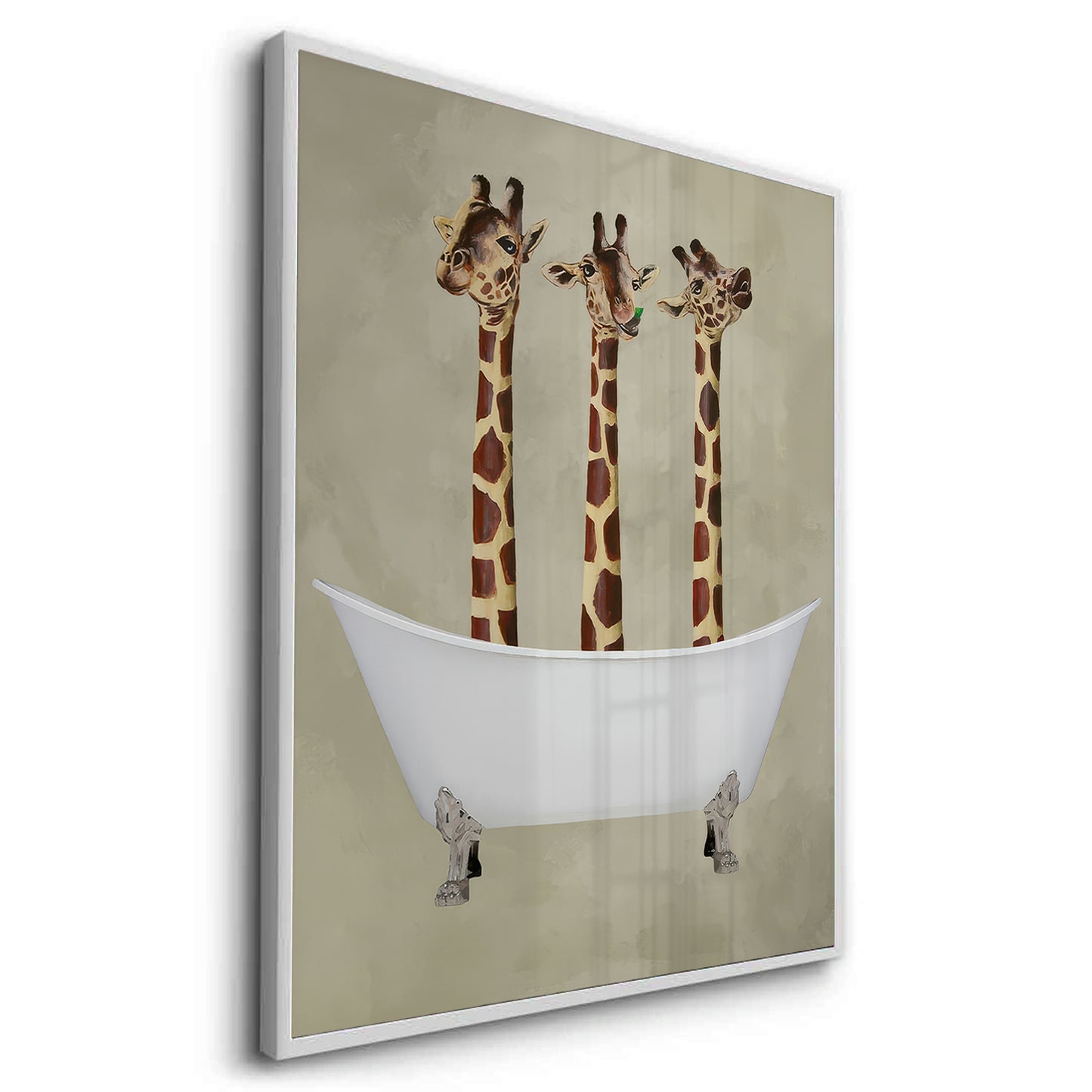 2Three Giraffes Bathing - Fine Art