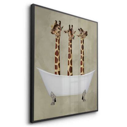 Three Giraffes Bathing - Fine Art