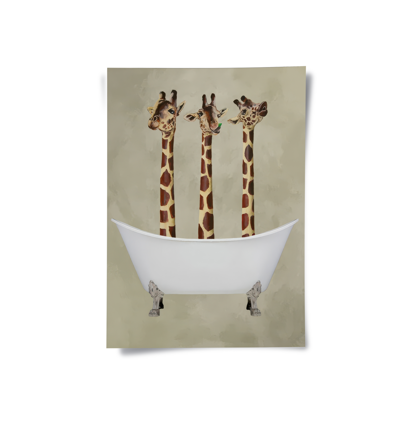 2Three Giraffes Bathing - Poster