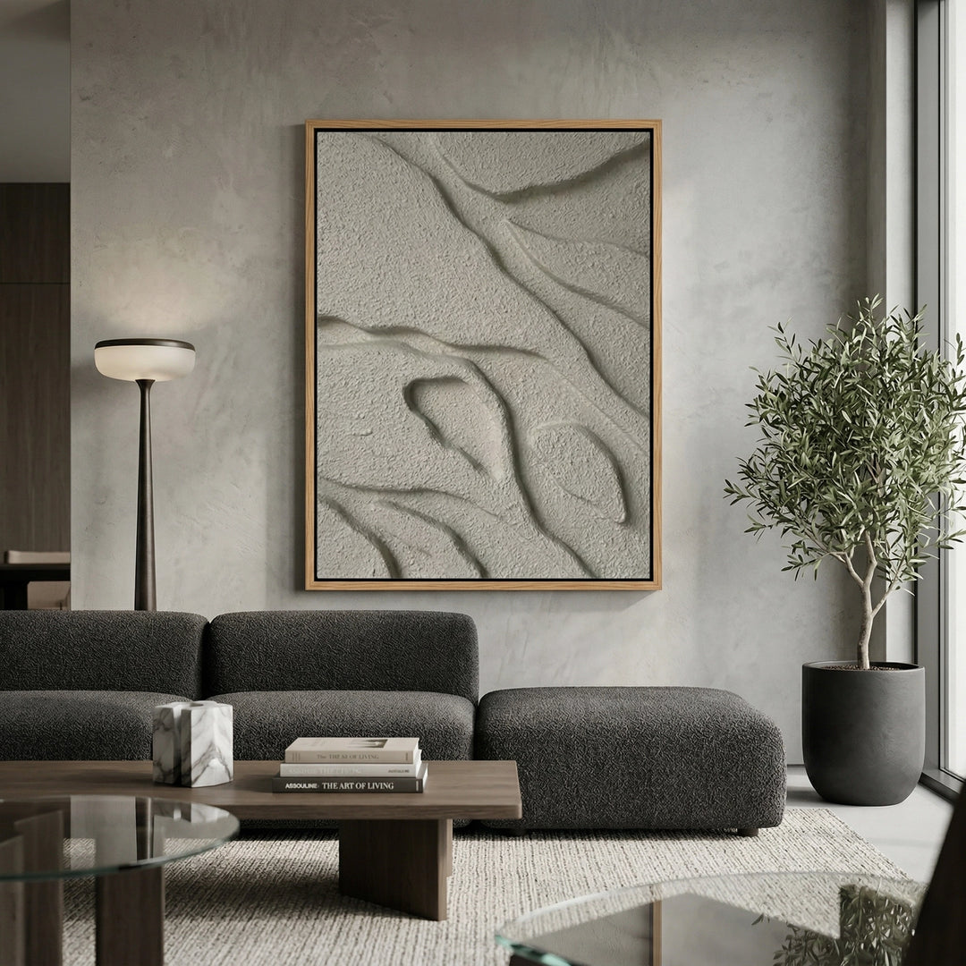 Tidal Plaster minimalist wall decor, serene abstract design, upscale UAE home accent