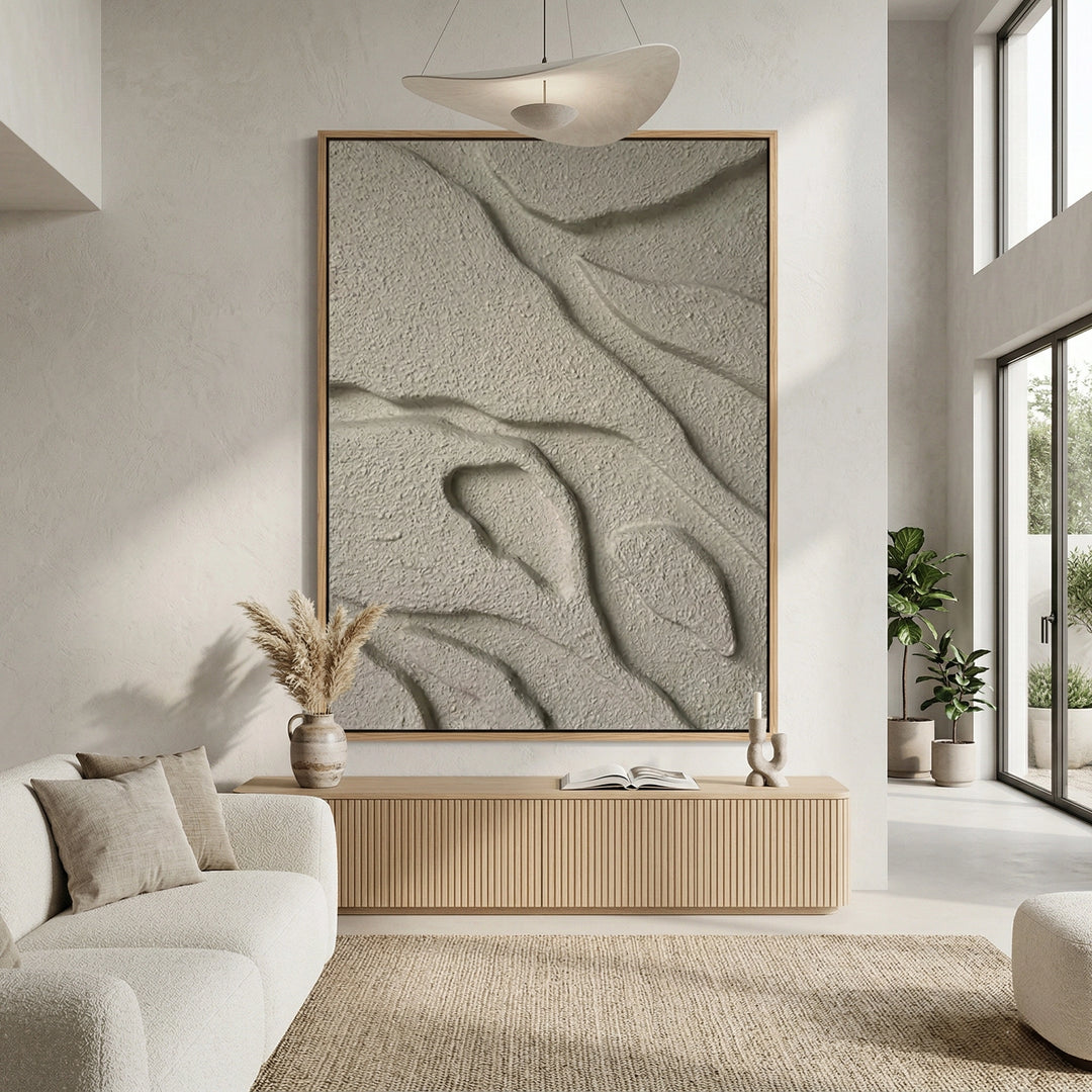 Tidal Plaster contemporary art print, soothing muted palette, stylish UAE living room