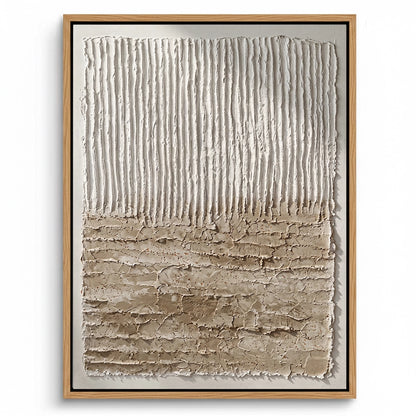 Set of 2 minimalist 'Tonal Earth' framed prints featuring organic sediment layers and natural mineral pigments, elegant gallery-style art for a modern Dubai apartment