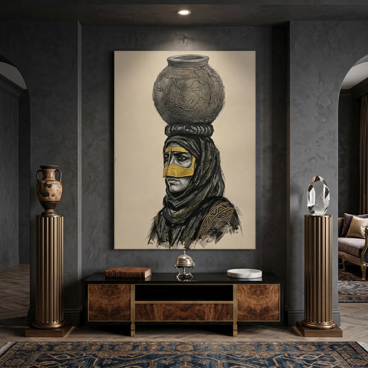 Traditional Gold Battoulah Mask - Canvas