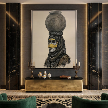 Traditional Gold Battoulah Mask - Canvas