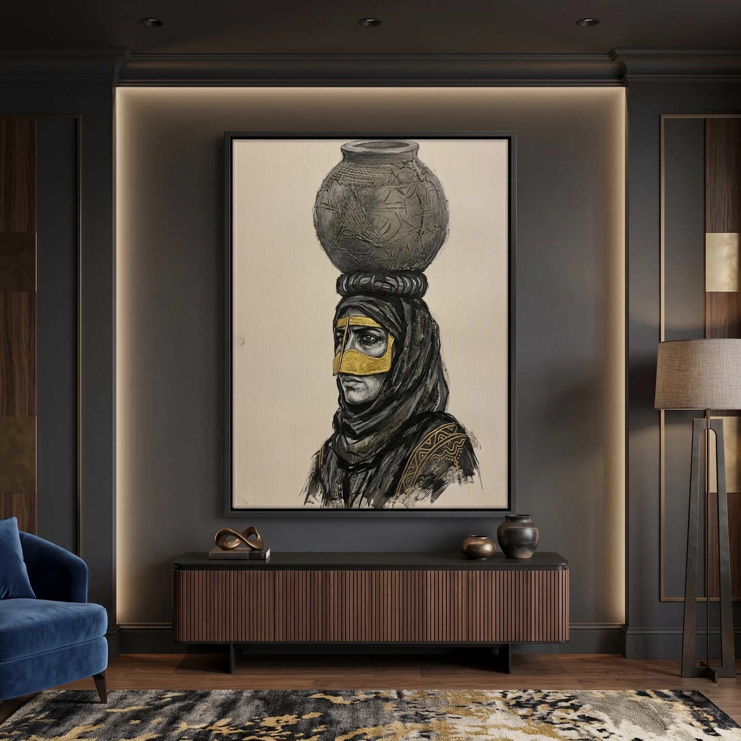 2Traditional Gold Battoulah Mask - Canvas