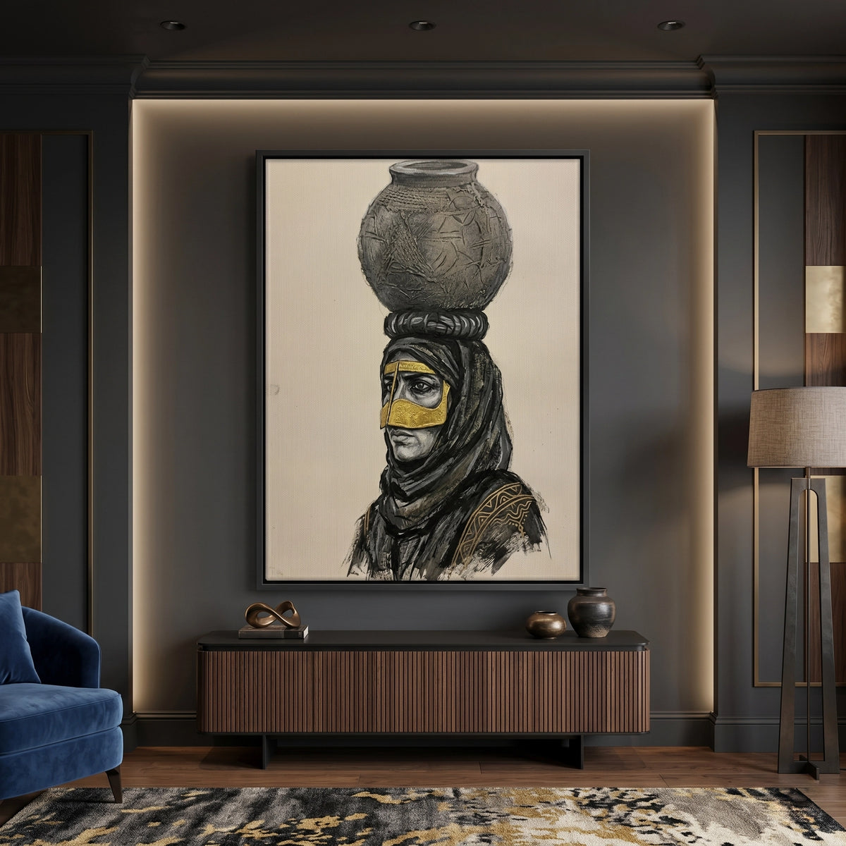 Traditional Gold Battoulah Mask - Canvas