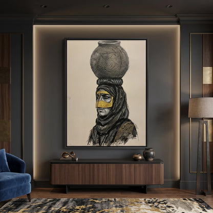 Traditional Gold Battoulah Mask - Canvas