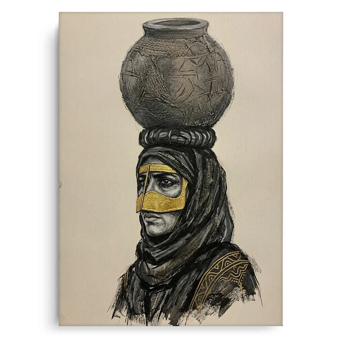 2Traditional Gold Battoulah Mask - Canvas