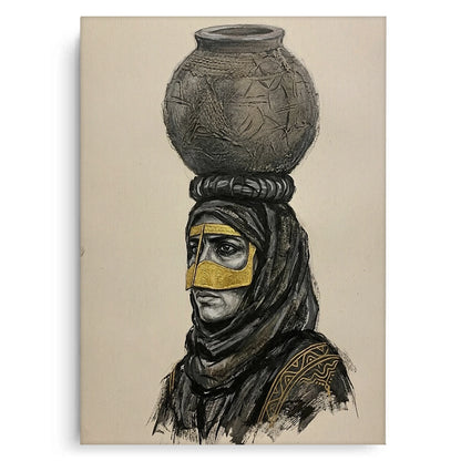 Traditional Gold Battoulah Mask - Canvas