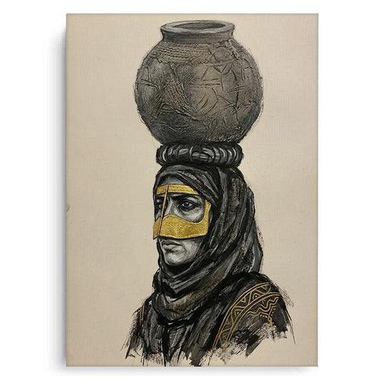 Traditional Gold Battoulah Mask - Canvas