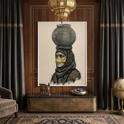 Traditional Gold Battoulah Mask - Fine Art