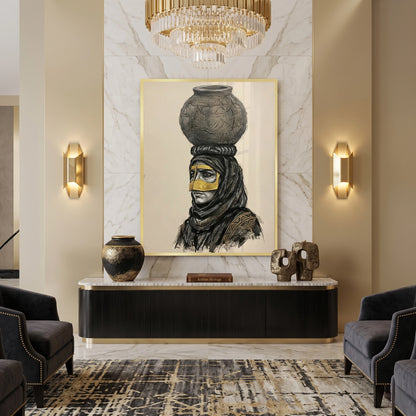 Traditional Gold Battoulah Mask - Fine Art