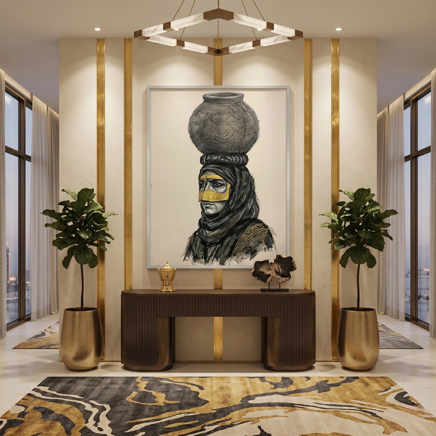 2Traditional Gold Battoulah Mask - Fine Art