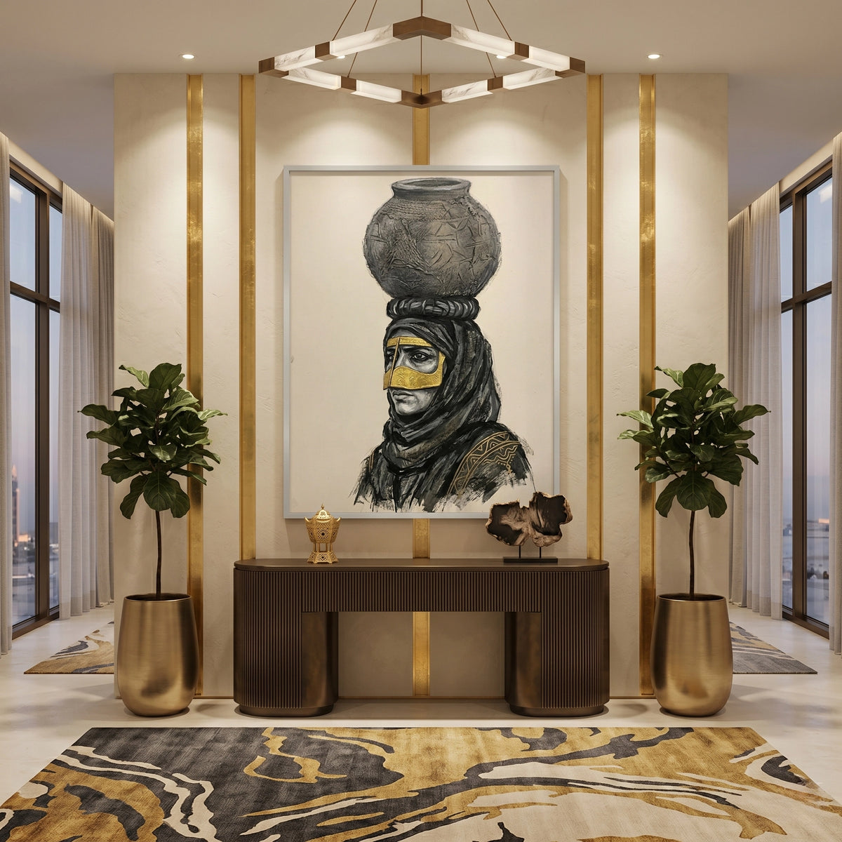 Traditional Gold Battoulah Mask - Fine Art