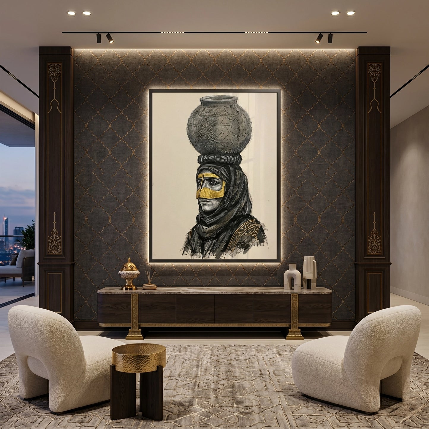 2Traditional Gold Battoulah Mask - Fine Art