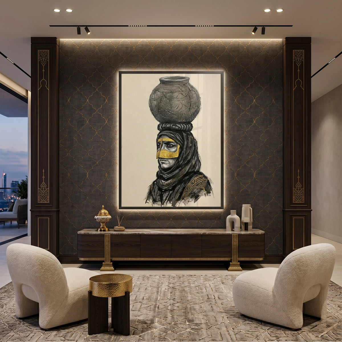 Traditional Gold Battoulah Mask - Fine Art
