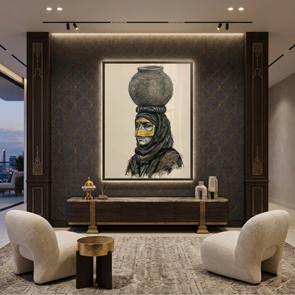 Traditional Gold Battoulah Mask - Fine Art