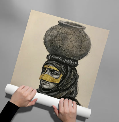 Traditional Gold Battoulah Mask - Poster