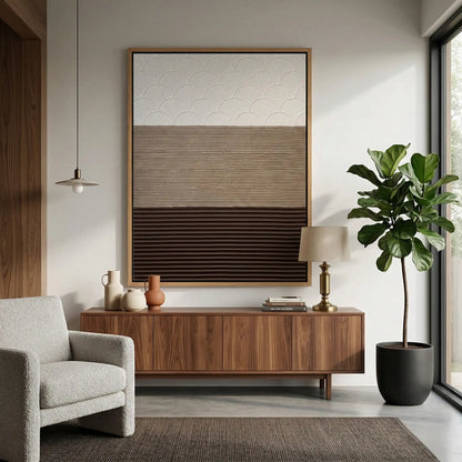 Trifecta Earth Tone Textured Plaster Art #TET924